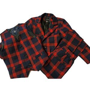 3 piece suit Blue/Red Plaid Euo Size 100, US Size 4-5 SEE PHOTOS for Measurement